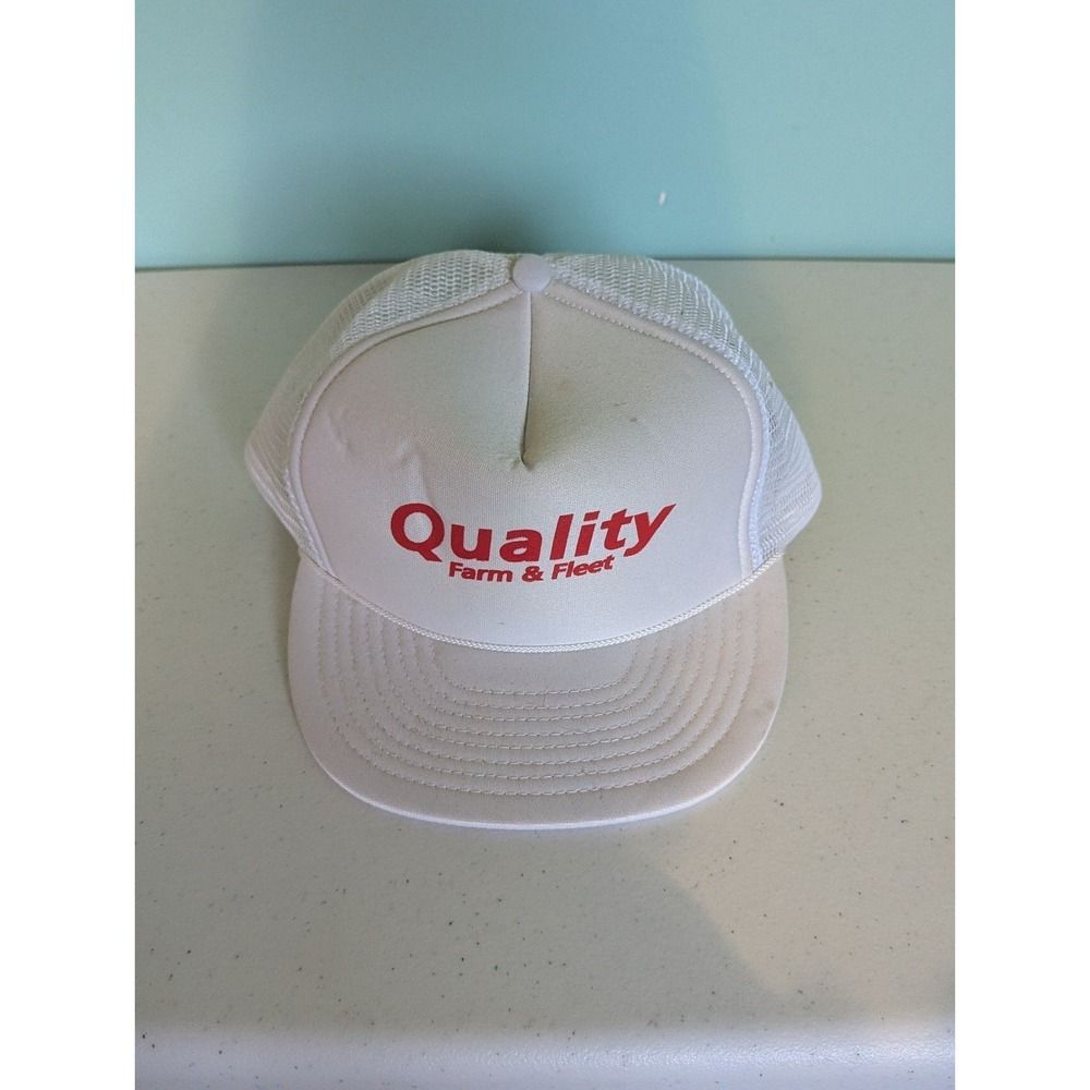 Vintage quality farm and fleet white trucker snapback hat